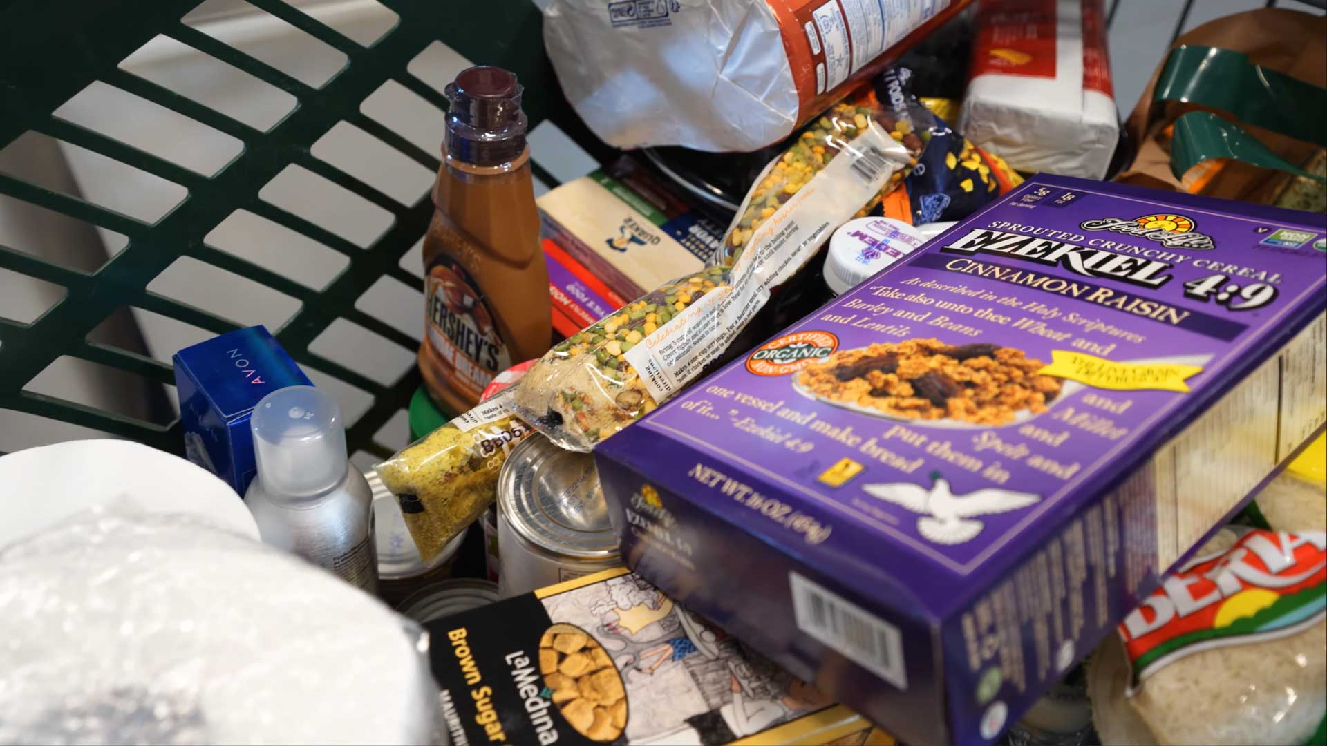 Still image from Impact video of groceries in a cart